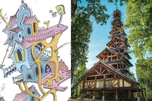 Dr. Seuss House in Alaska, a whimsical multi-story tower