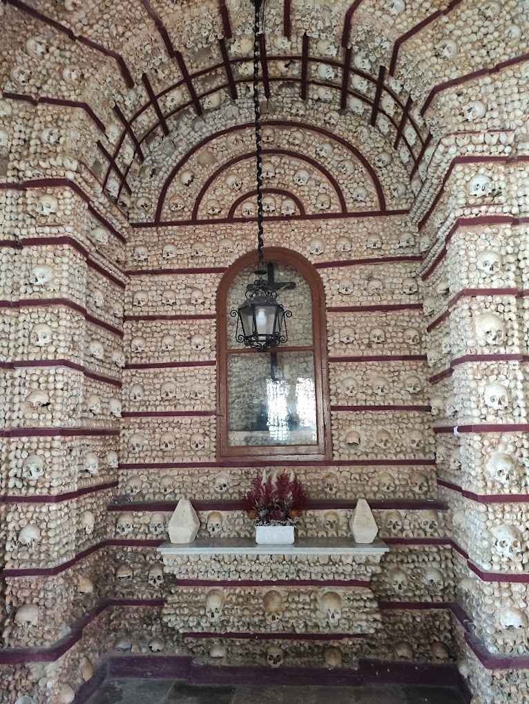 Human bones and skulls form part of the neoclassical design of Faro’s Bone Chapel