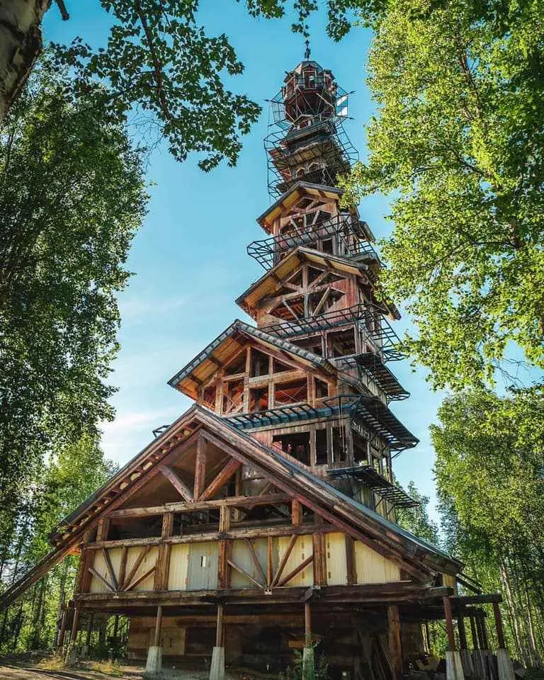 Goose Creek Tower, a quirky structure in Alaska’s forest