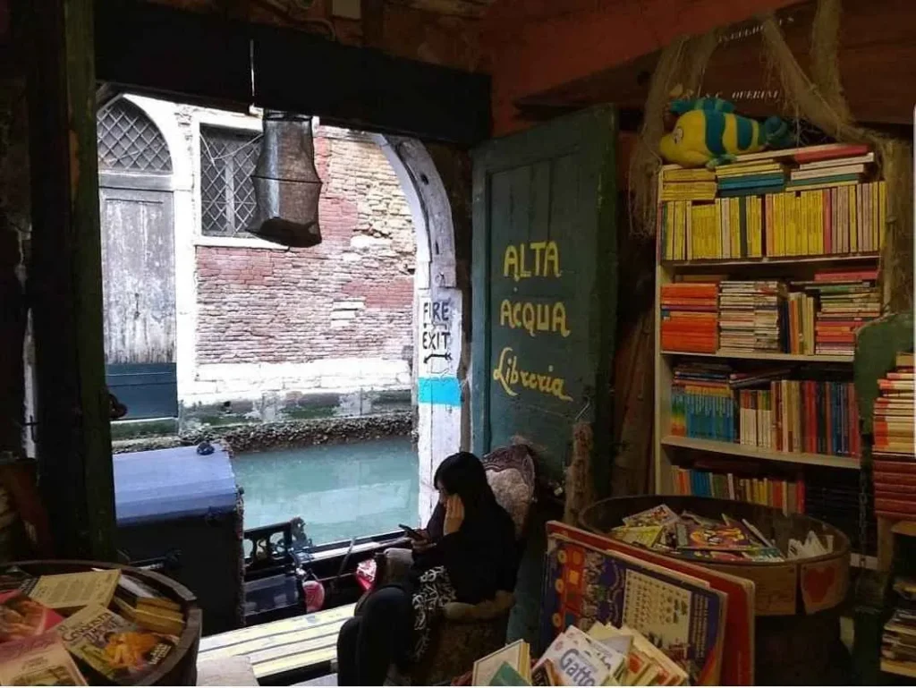 View of the Venice Canal from the Acqua Alta bookstore