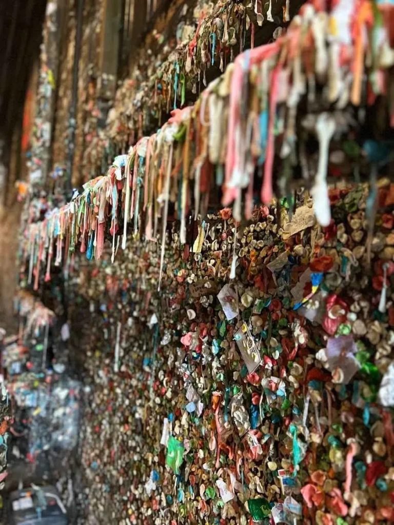 Bright gum pieces on the wall
