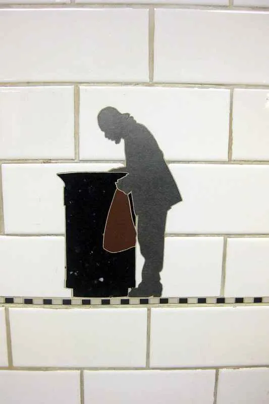 Unique silhouette artwork along the platform at Prince Street station.