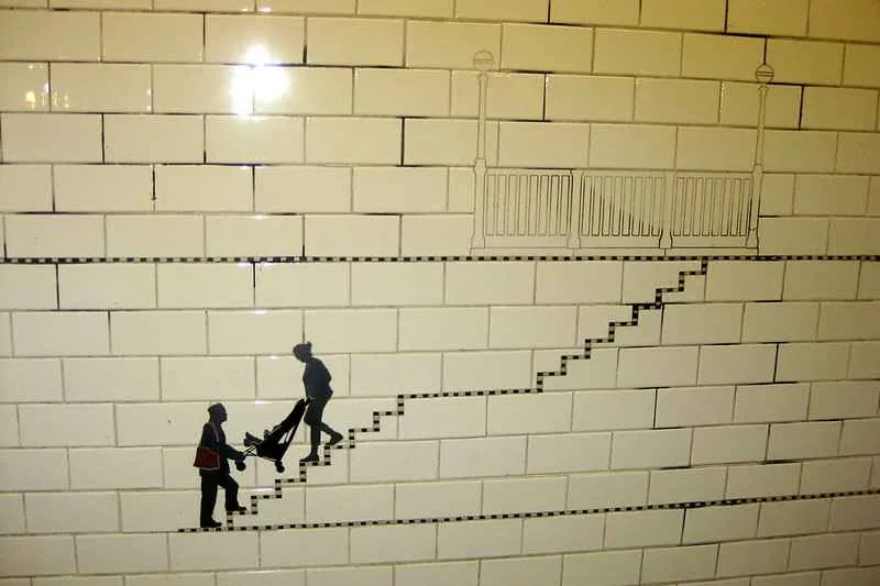 "Carrying On" artwork displayed at Prince Street station.
