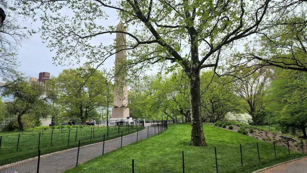 The famous Cleopatra's Needle in Central Park's landscape