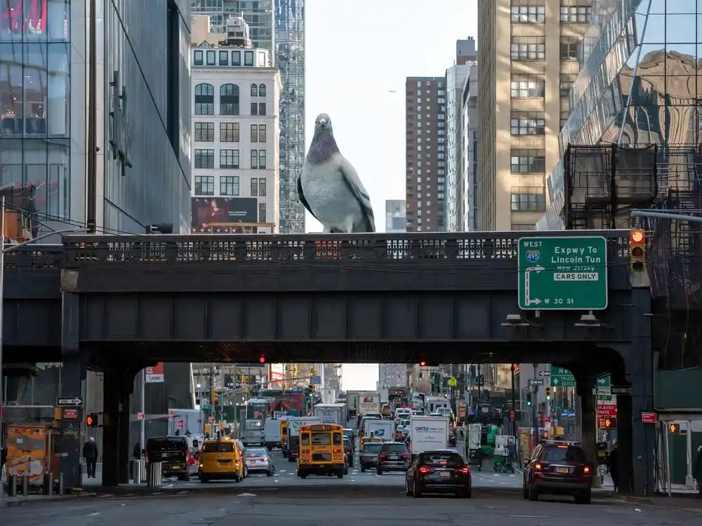 Giant Pigeon sculpture in Manhattan