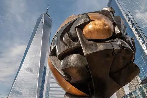 The Koenig Sphere stands as a symbol of resilience at Liberty Park