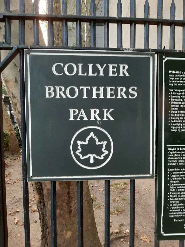 Memorial plaque at Collyer Brothers Park
