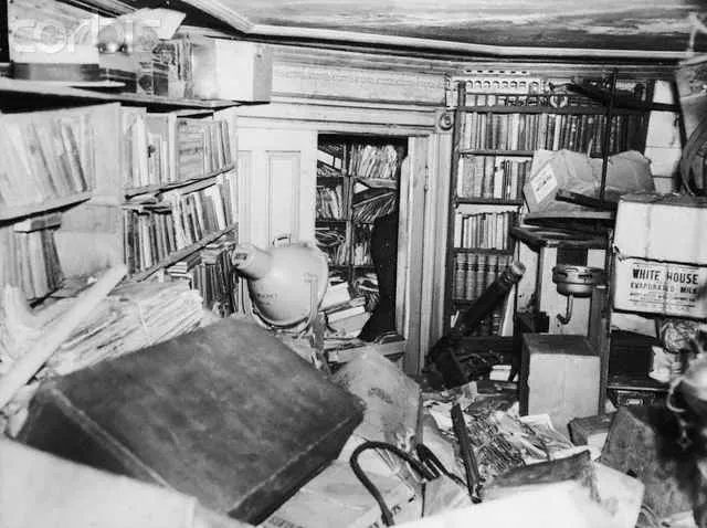 One of the many rooms of this kind in the Collyer house