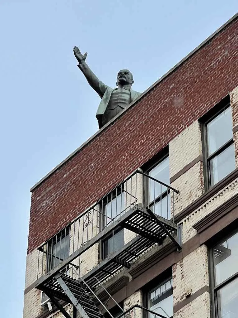 Lenin statue overlooking Manhattan's Lower East Side