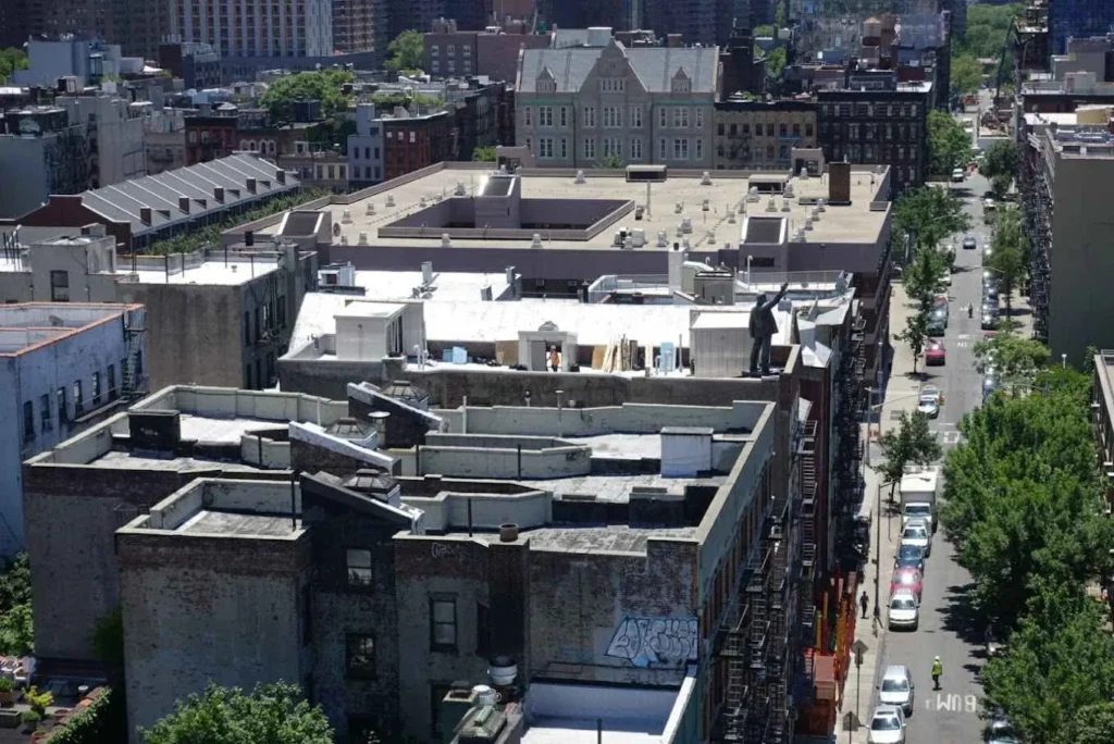Iconic Lenin sculpture on a rooftop in New York City