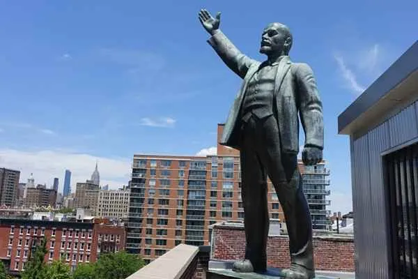 Lenin statue overlooking Manhattan's Lower East Side