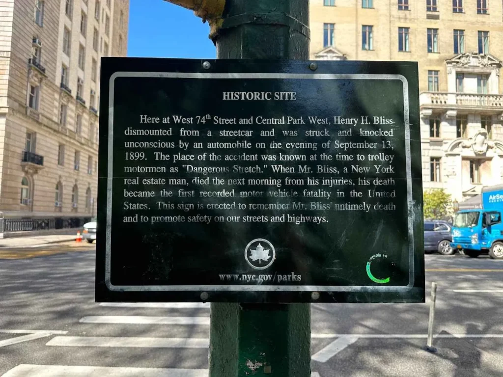 henry bliss plaque historic site