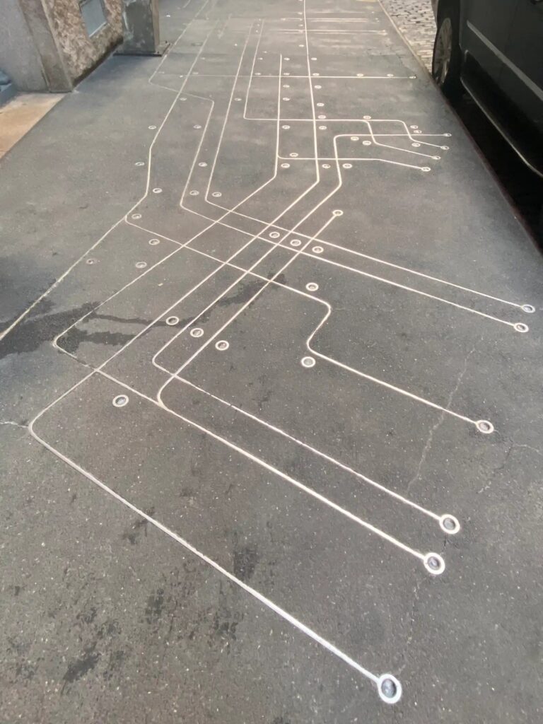 Subway Map Floating on a New York Sidewalk