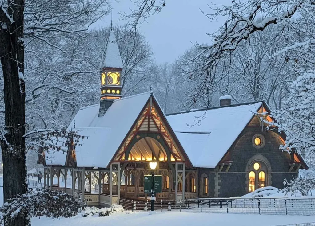 The Dairy in winter, covered in snow