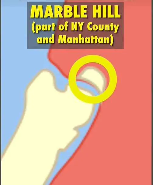 Marble hill part of NY County and Manhattan