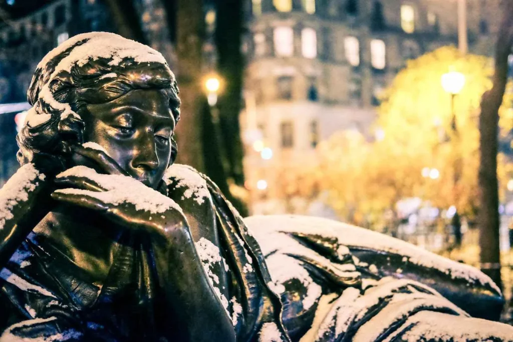 audrey munson in winter with snow