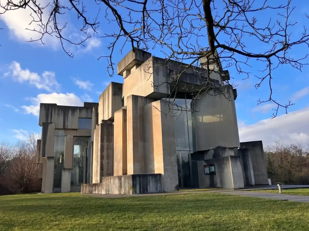 Detail of the concrete blocks of the Wotruba Church in Vienna.