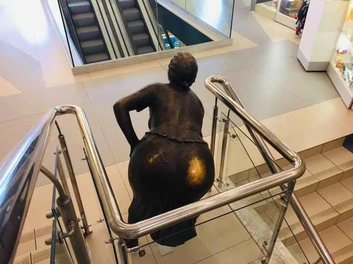 The rear of the statue became a sort of good luck charm.