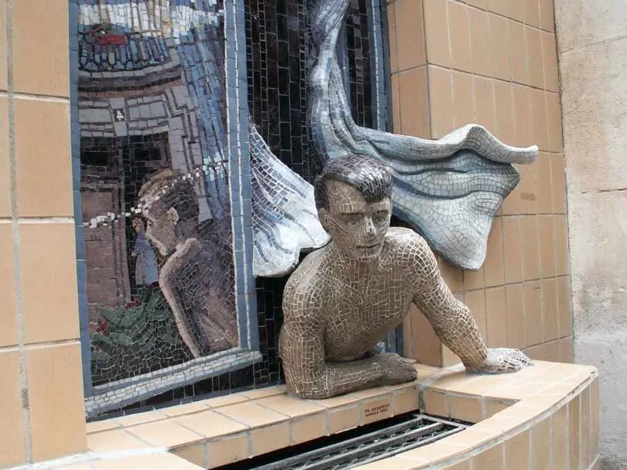 Optical illusion of a real man at the window