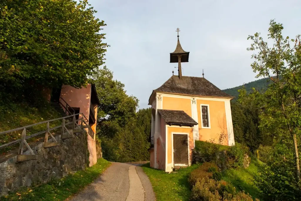 Entrance to the priest's side of the Split Church of Gmünd, closed to the public.