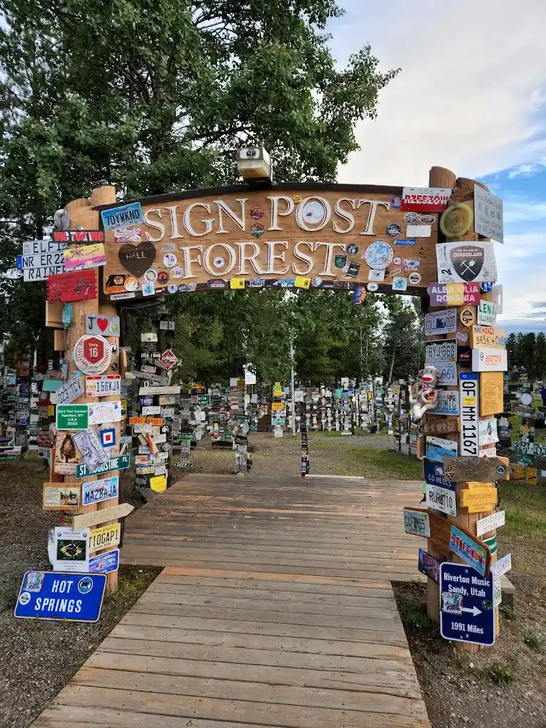 Entrance to the Sign Post Forest in the Yukon